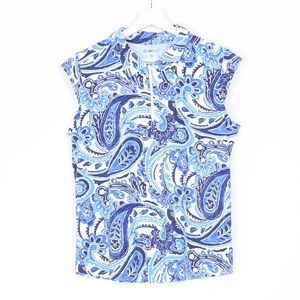 IBKUL Blue and White Paisley Tank Top